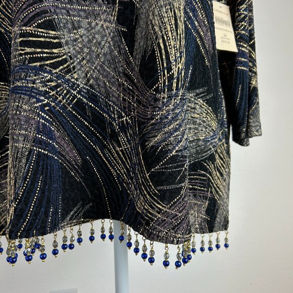 COLDWATER CREEK Women Size 2x Multicolor Crew Neck 3/4 Sleeve Blouse Beautiful - Picture 4 of 12